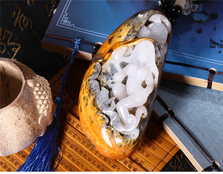 裸女玉貴人玉石手把件，和田玉籽料手玩件蘇工