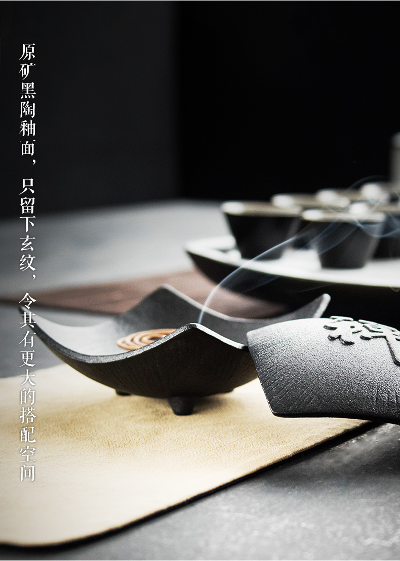 禪意粗陶茶道香爐，陶瓷檀香盤香薰爐。