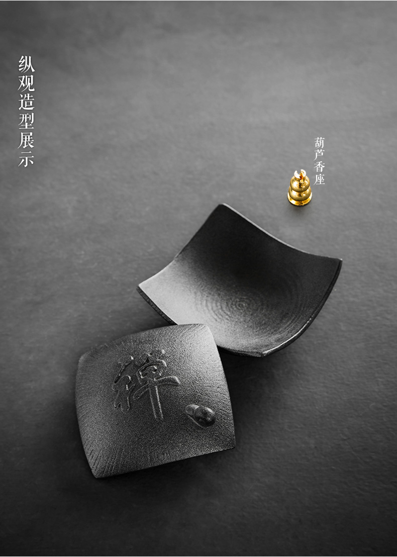 禪意粗陶茶道香爐，陶瓷檀香盤香薰爐。