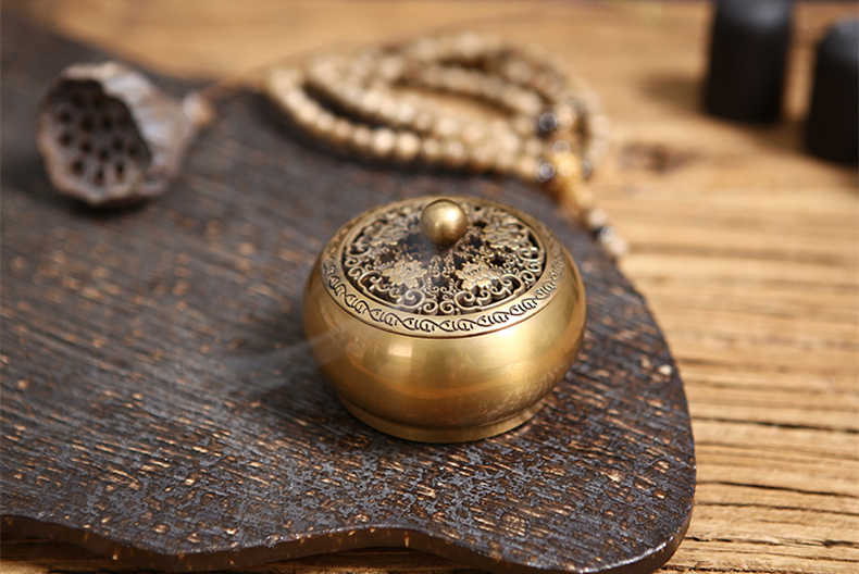 鏤空蝴蝶花紋純銅香爐，仿古沉香檀香熏香盤香