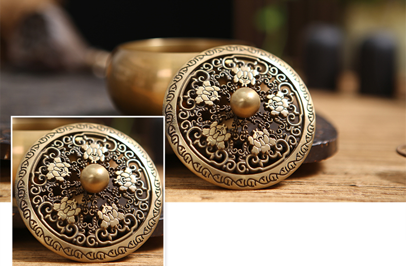 鏤空蝴蝶花紋純銅香爐，仿古沉香檀香熏香盤香