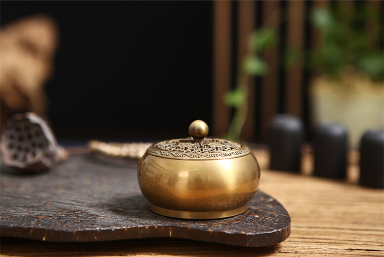 鏤空蝴蝶花紋純銅香爐，仿古沉香檀香熏香盤香