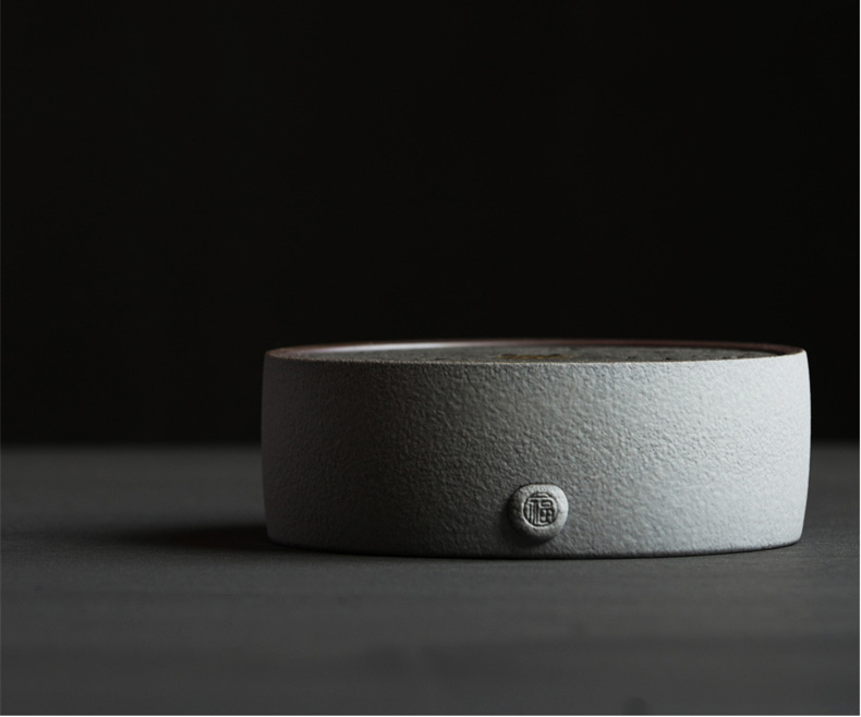 火山石小壺承天然巖石圓形茶托盤，陶瓷茶承儲