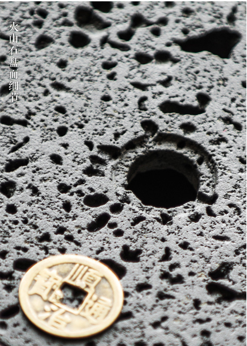 火山石小壺承天然巖石圓形茶托盤，陶瓷茶承儲