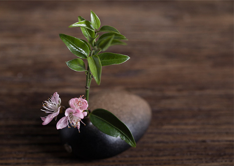 陶瓷花瓶桌面迷你小花插，中式禪意花插三石圖