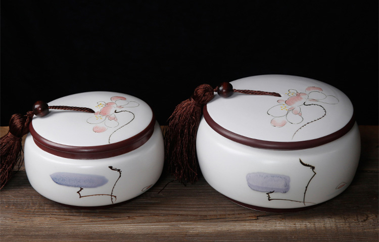 手繪陶瓷茶葉密封罐，龍泉青瓷禮盒裝普洱醒茶