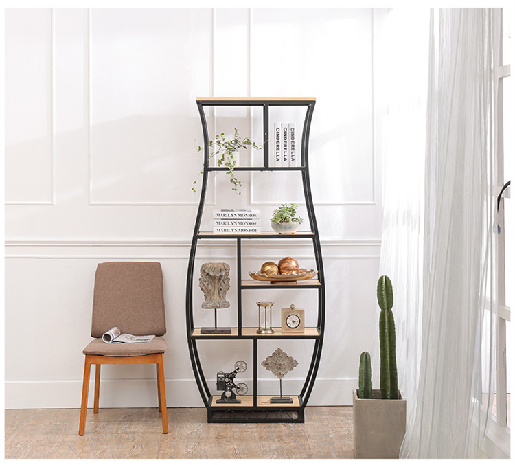 書架鐵藝展示架復(fù)古博古架，創(chuàng)意置物架隔斷多