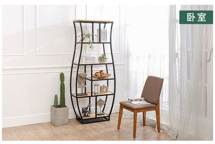 書架鐵藝展示架復(fù)古博古架，創(chuàng)意置物架隔斷多