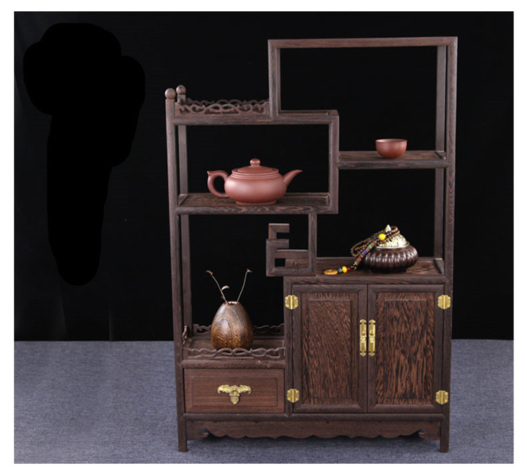 雞翅木實木小博古架，中式多寶閣擺件架