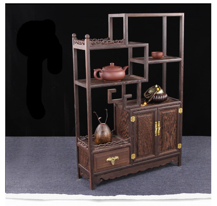 雞翅木實木小博古架，中式多寶閣擺件架