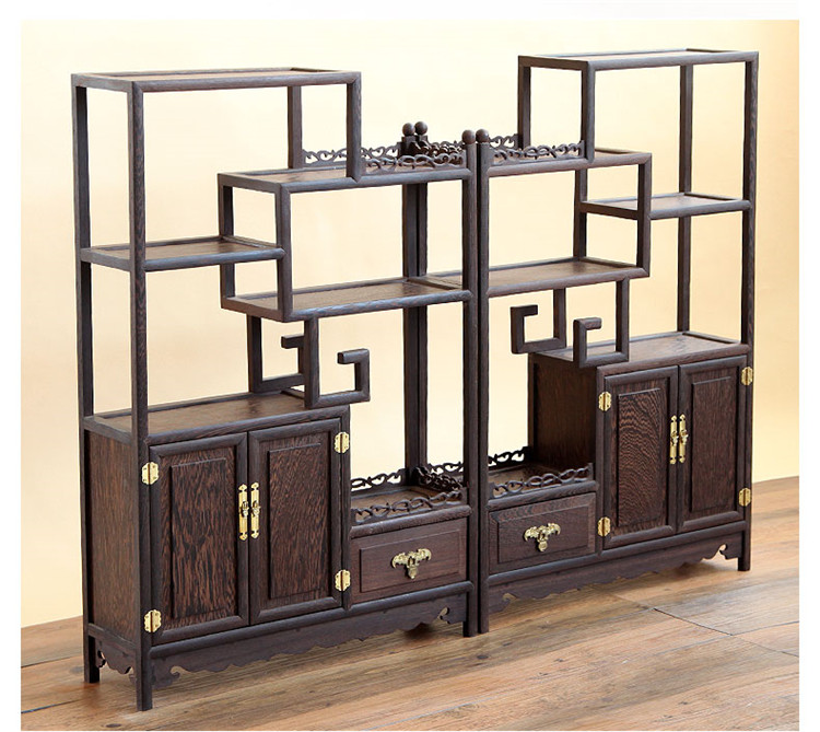 雞翅木實木小博古架，中式多寶閣擺件架