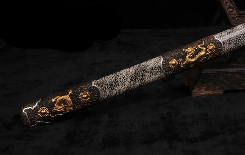 精美鎏金銀唐劍之王，冷兵器羽毛紋寶劍