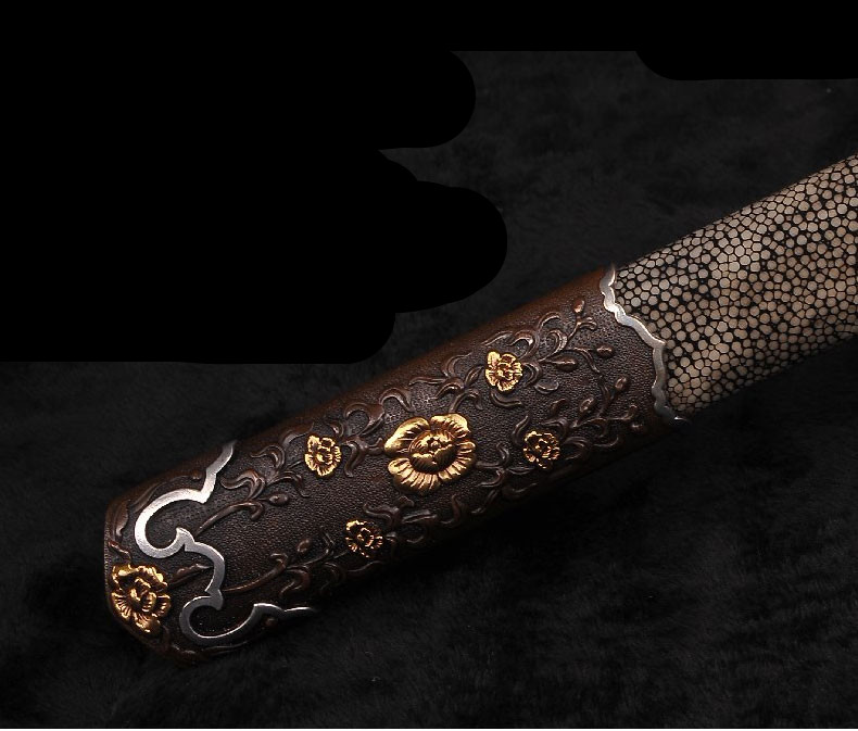 精美鎏金銀唐劍之王，冷兵器羽毛紋寶劍