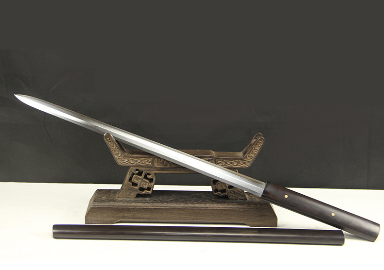 紫檀八面唐劍冷兵器，刀劍手工花紋鋼一體長(zhǎng)劍