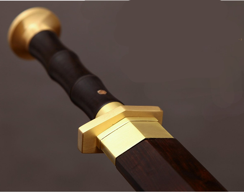 銅裝紫檀漢劍寶劍，工藝品花鋼紋一體刀