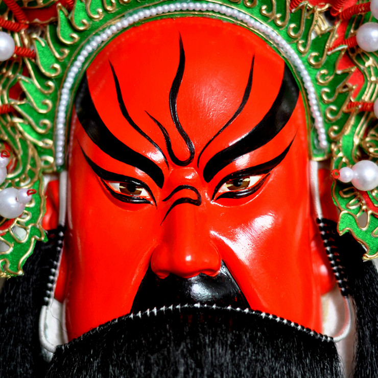 武財神紅臉的關(guān)公臉譜，國粹家具飾品掛件