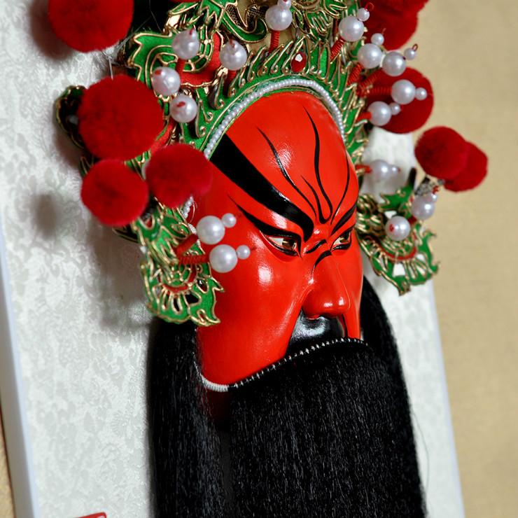 武財神紅臉的關(guān)公臉譜，國粹家具飾品掛件