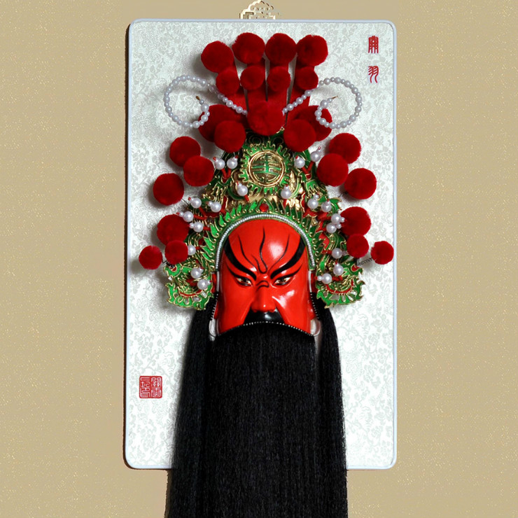 武財神紅臉的關(guān)公臉譜，國粹家具飾品掛件