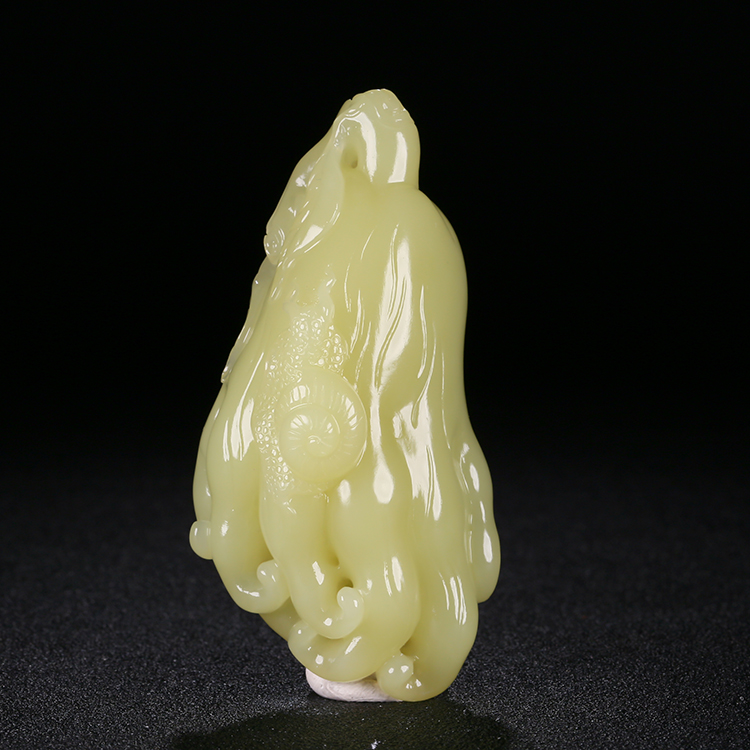 和田黃玉佛手瓜玉掛件，天然玉石項鏈玉把件