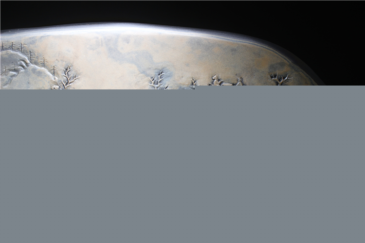 松山雅居歙硯手工精品，老坑金暈原石籽料