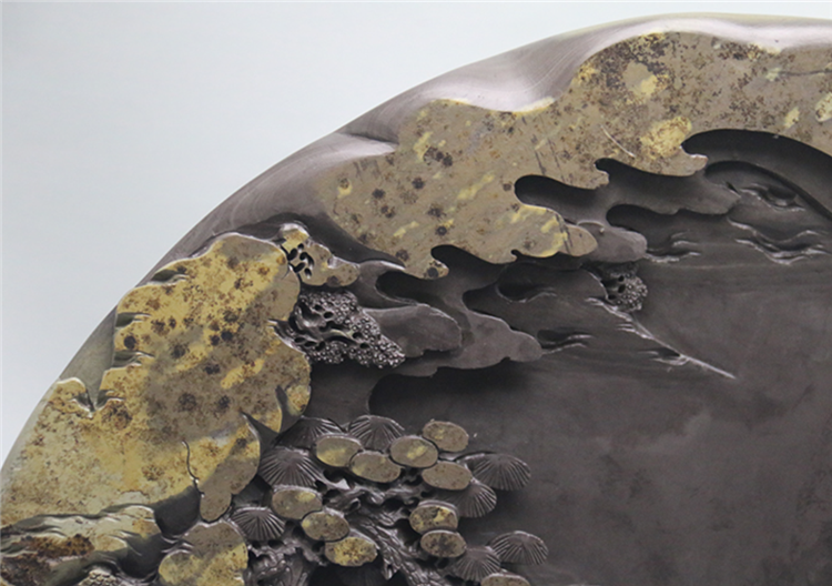 松山攬勝玉黛石硯臺，中國文房四寶硯臺