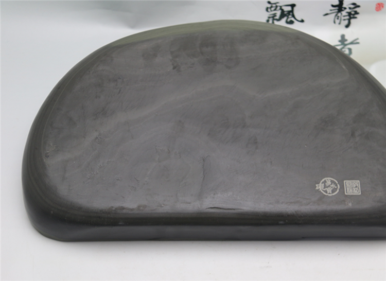 松山攬勝玉黛石硯臺，中國文房四寶硯臺