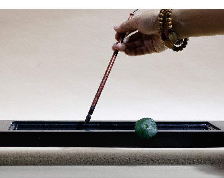 紫銅精品硯石毛筆掛，中式書法擺件筆架