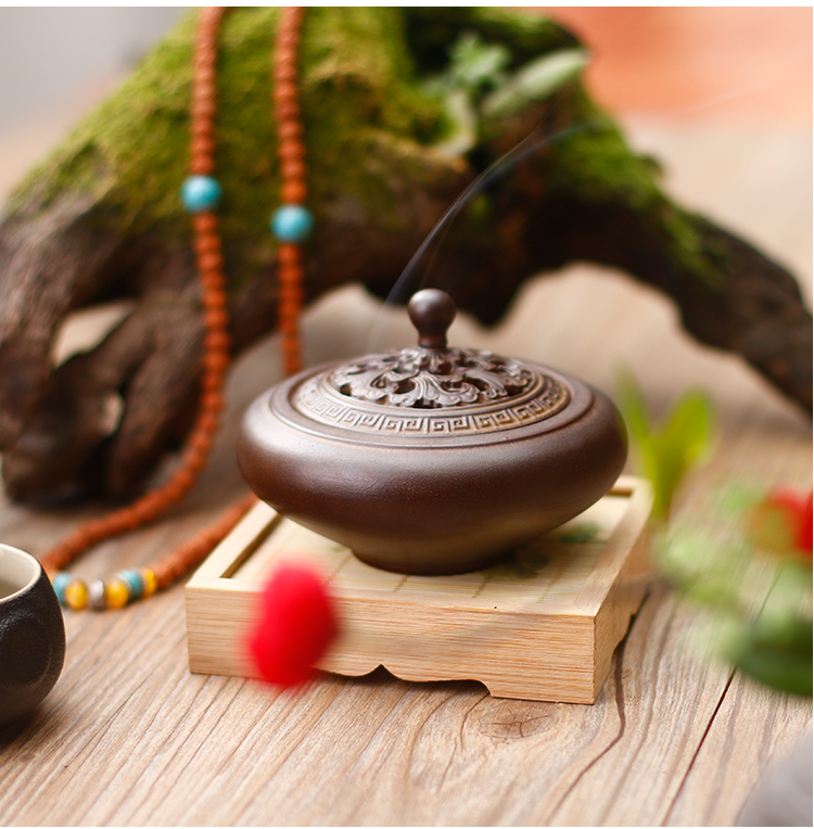 古典創(chuàng)意黑陶香薰?fàn)t，家用居室供佛仿古熏香爐