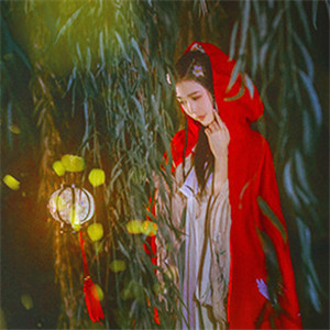 夜深庭間女子古風(fēng)頭像大全，紅斗篷美人qq頭像