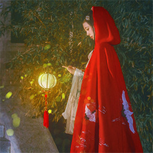 夜深庭間女子古風(fēng)頭像大全，紅斗篷美人qq頭像
