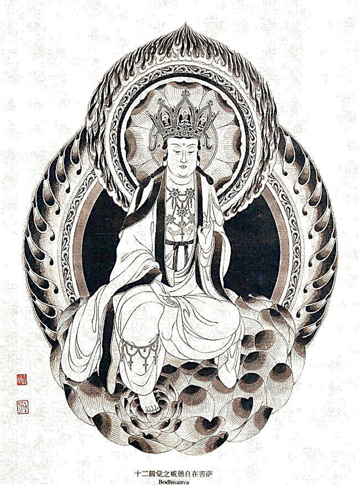 中國(guó)傳統(tǒng)菩薩大菩薩國(guó)畫(huà)白描欣賞