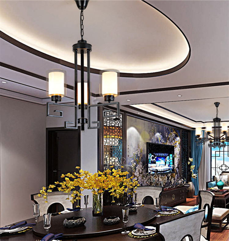 新中式客廳復(fù)古大吊燈，鐵藝室內(nèi)燈具