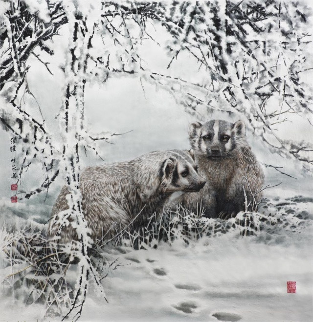 傅畦芷工筆動(dòng)物色彩水墨國(guó)畫欣賞