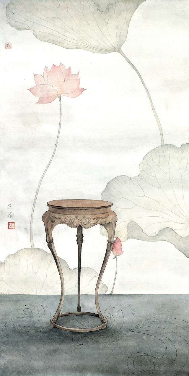 古典清雅宋揚(yáng)國畫植物家具工筆畫