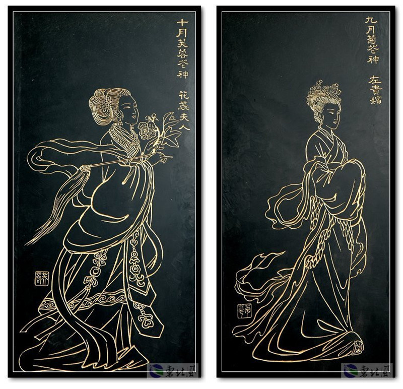 中國民間傳說十二花神版畫欣賞