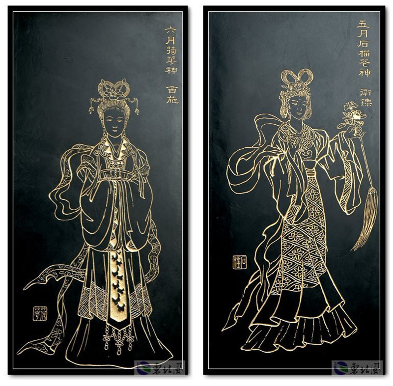 中國民間傳說十二花神版畫欣賞