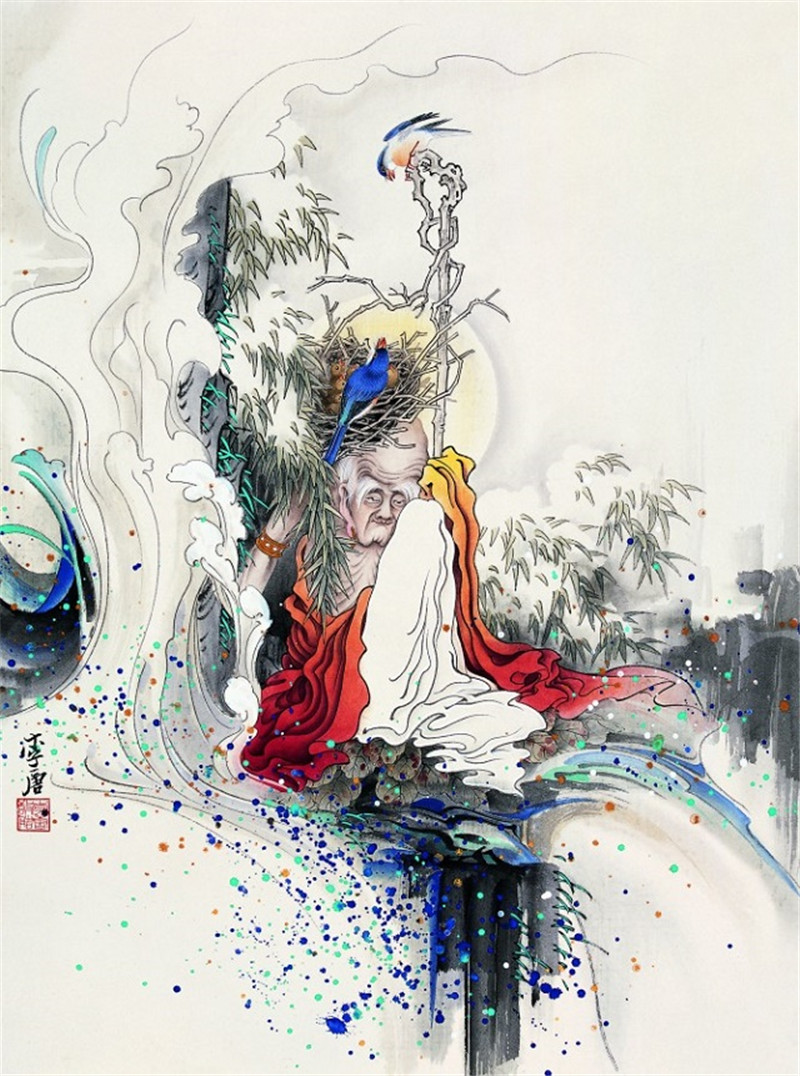 佛像畫家李唐工筆畫羅漢圖