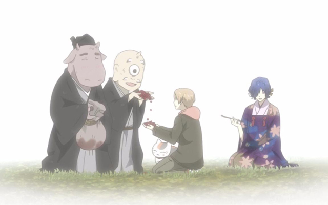 動(dòng)漫《夏目友人帳》圖片，夏目和貓咪老師