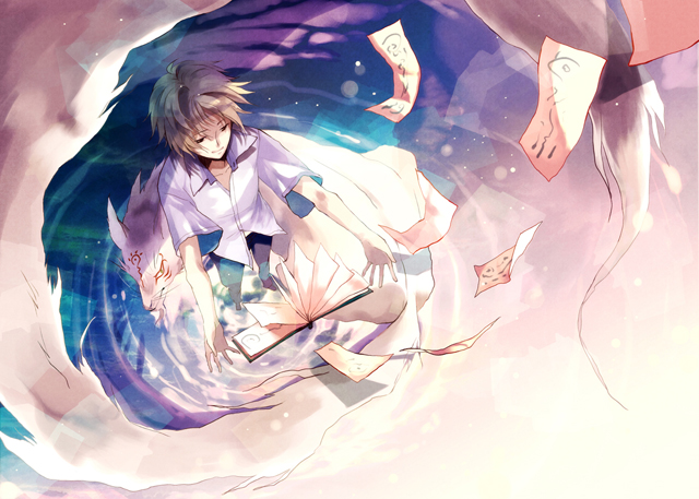 動(dòng)漫《夏目友人帳》圖片，夏目和貓咪老師