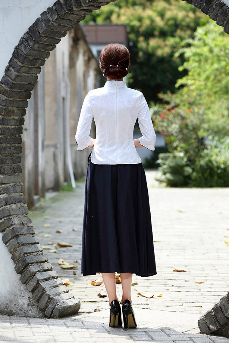 家佳樂文學(xué)復(fù)古盤扣棉麻改良旗袍