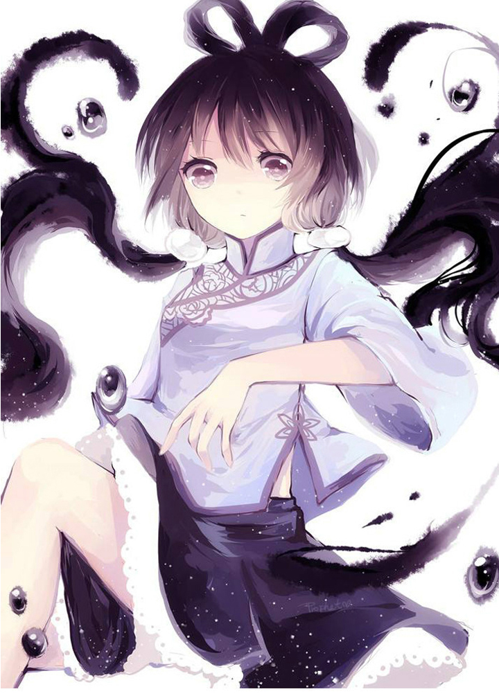 洛天依蘿莉可愛(ài)風(fēng)芝麻糊全套裝旗袍