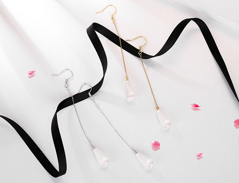 楊冪古裝仙女范貓眼石長(zhǎng)款流蘇氣質(zhì)耳環(huán)