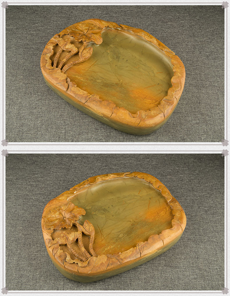 純手工綠端荷塘飄香端硯硯臺