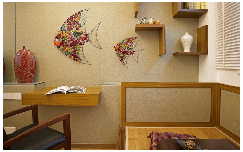 歐式創(chuàng)意壁飾掛件鐵藝魚(yú)立體墻飾掛飾