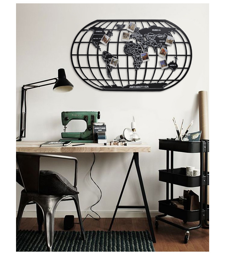 工業(yè)風復古世界地圖鐵藝壁飾