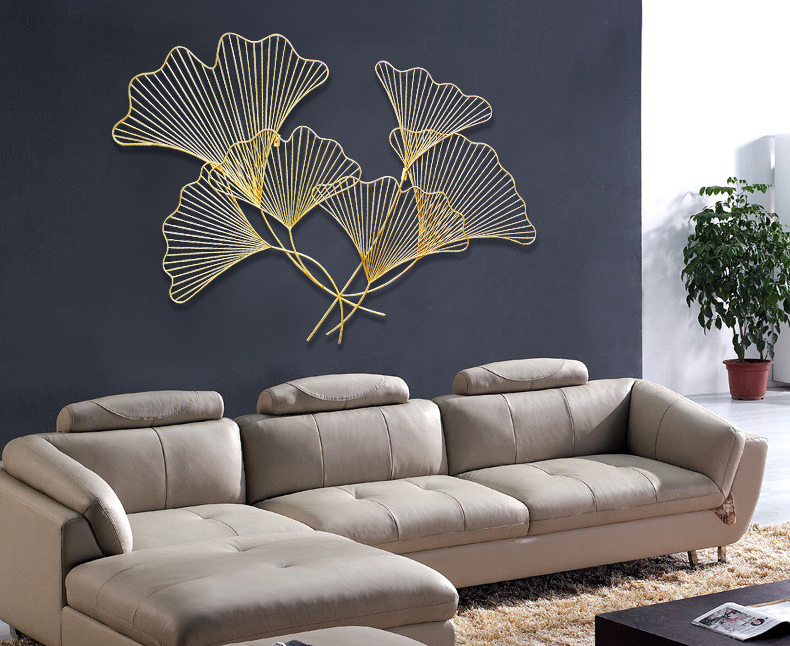 高貴典雅的鐵藝時尚銀杏葉壁飾墻飾