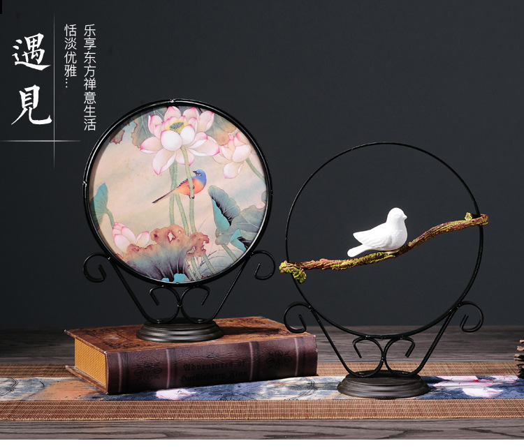 寓意招財?shù)募壹褬肺膶W禪意鐵藝工藝品擺件