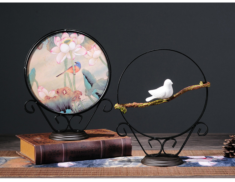 寓意招財?shù)募壹褬肺膶W禪意鐵藝工藝品擺件