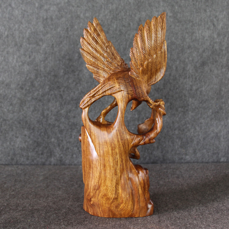 花梨木雕紅木大展鴻圖老鷹筆筒