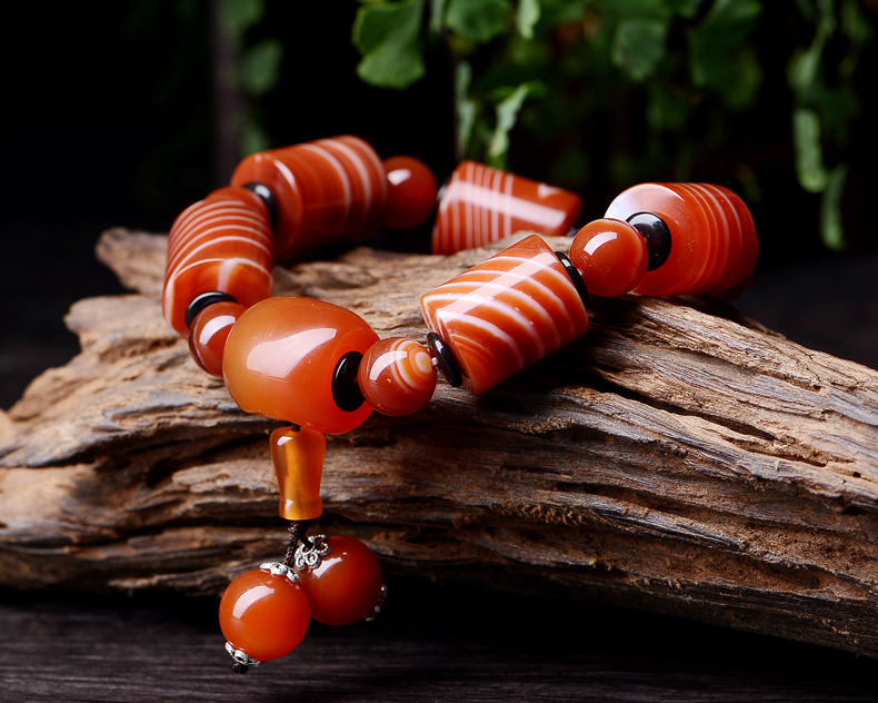 情侶款民族風天然纏絲瑪瑙手鏈